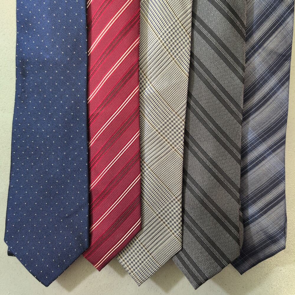 Executive Business Professional Office Tie Lot 5 100% Pure Silk Skinny Neckties
